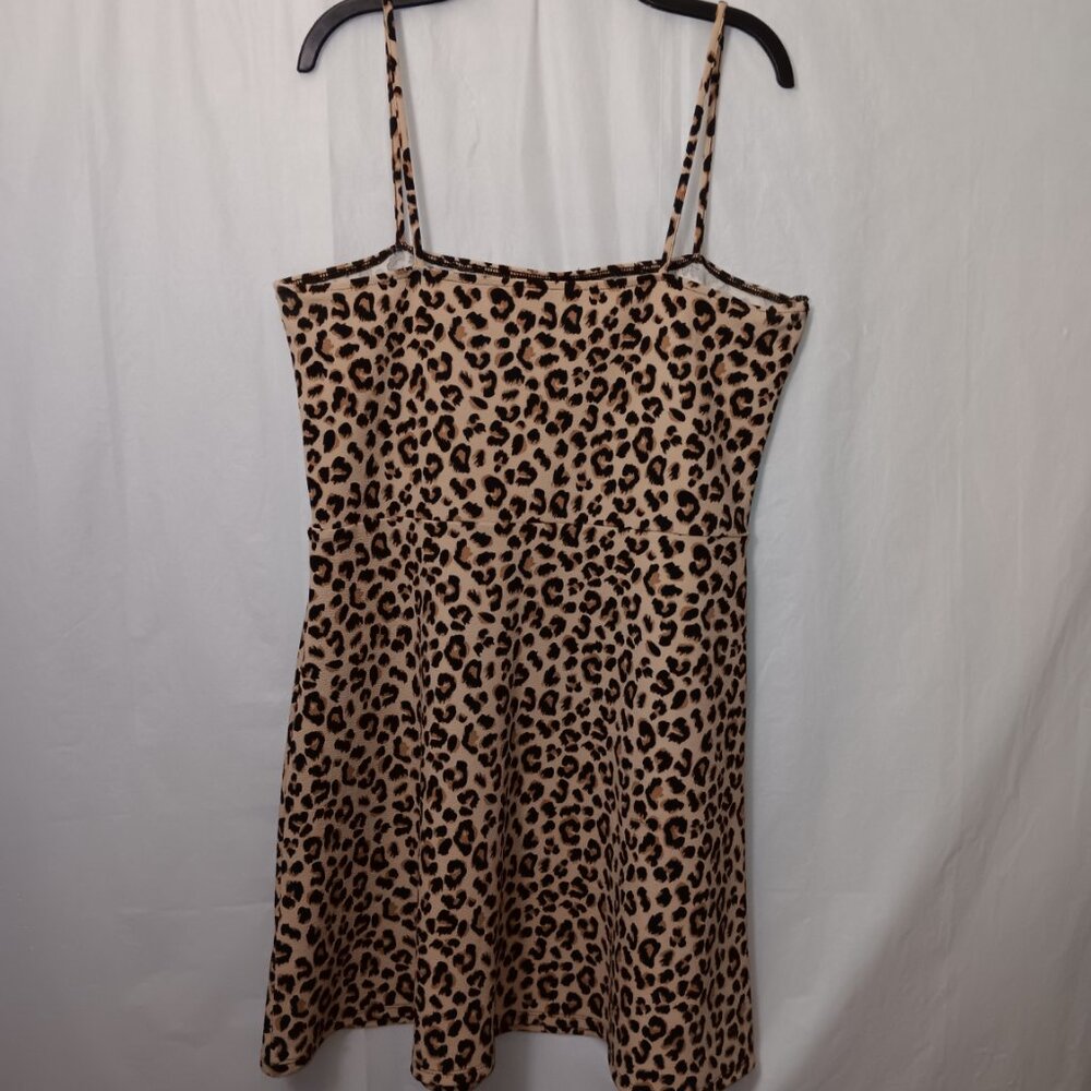 DIVIDED H&M SPAGHETTI STRAP LEOPARD PRINT MINI DRESS SIZE 12